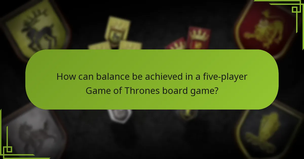 How can balance be achieved in a five-player Game of Thrones board game?