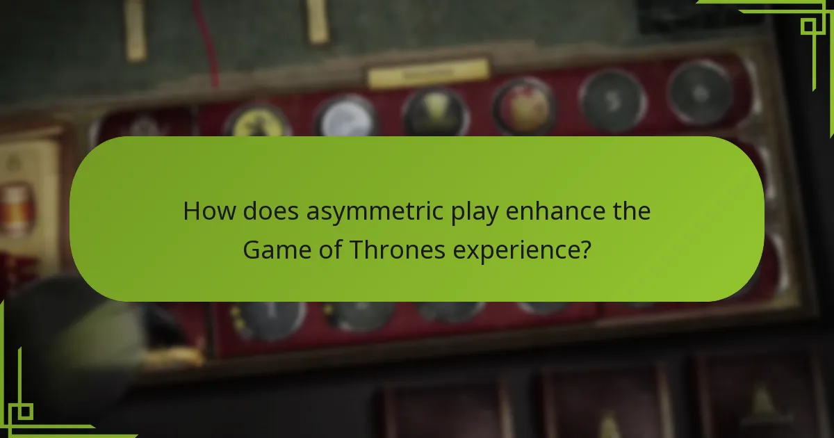 How does asymmetric play enhance the Game of Thrones experience?