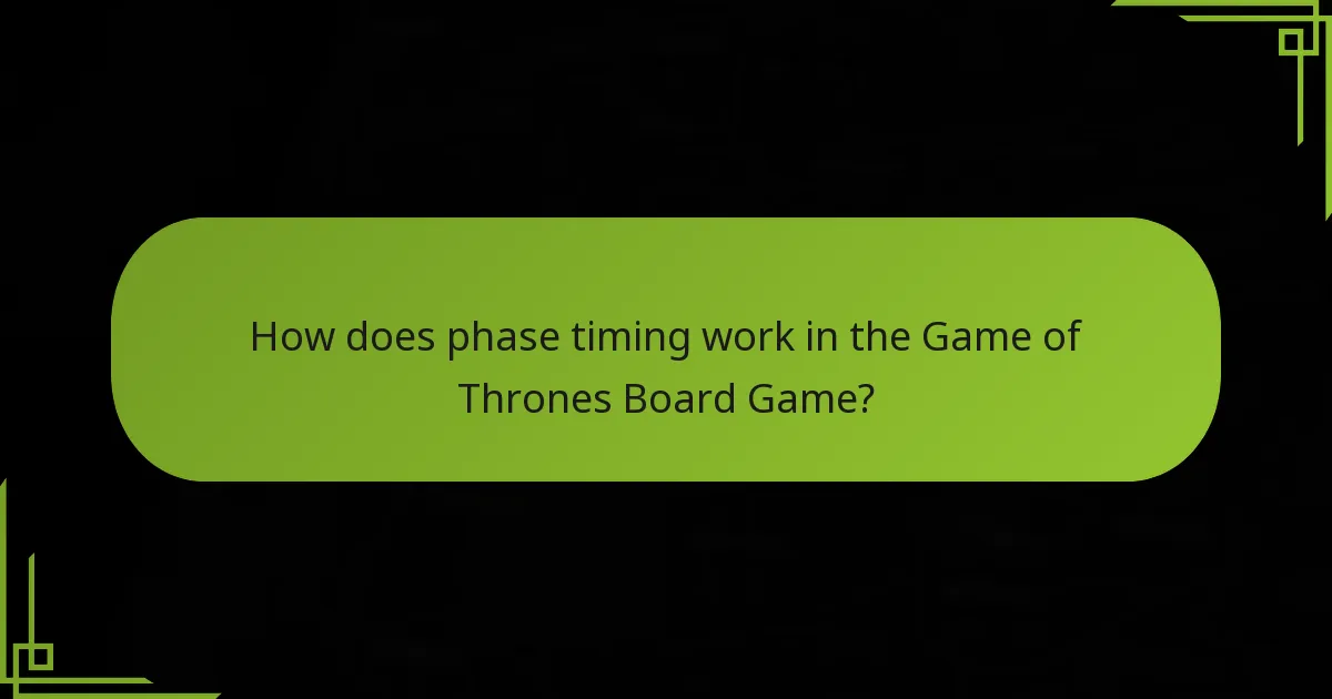 How does phase timing work in the Game of Thrones Board Game?