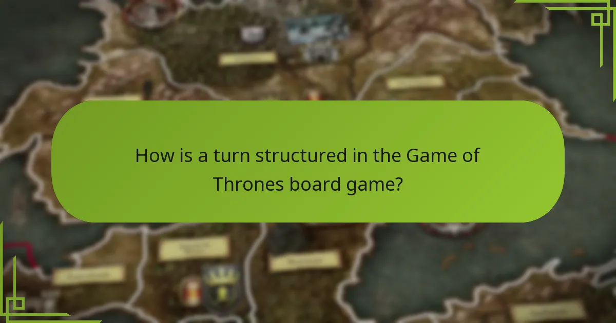 How is a turn structured in the Game of Thrones board game?