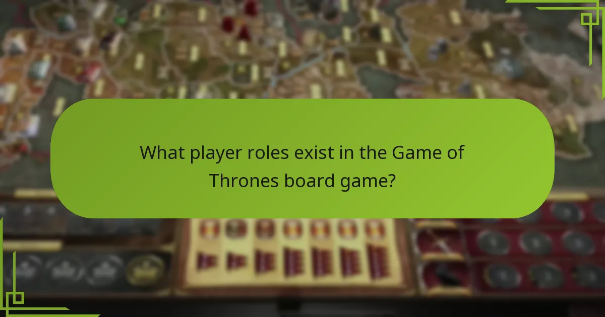 What player roles exist in the Game of Thrones board game?